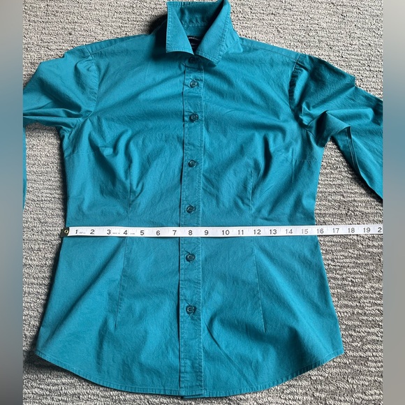 Moda International Women's Button Down Blouse Teal Color Size Small - Picture 7 of 12